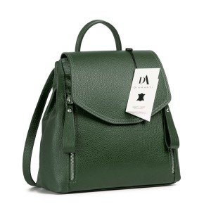 Rucsac dama tip geanta de umar din piele naturala DiAmanti Tosca Verde Scuro